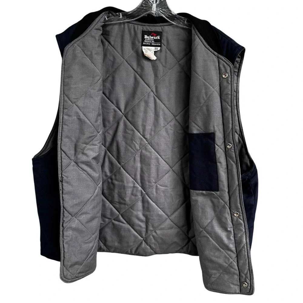 Bulwark FR Nomex Quilted Workwear Vest Navy Blue XXL Made in Canada Vintage